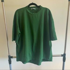 Zara Trafaluc Women Cotton High Low Mock Neck T-Shirt